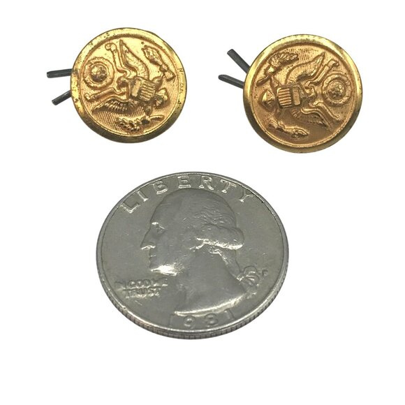 Vintage Fine Quality Military Eagle Pair of Buttons, Gold Tone Brass, Army Unifo - Picture 2 of 4
